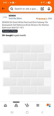 (7) Dewoo Peel and Stick Subway Tile Backsplash Self Adhesive Brick Stickers