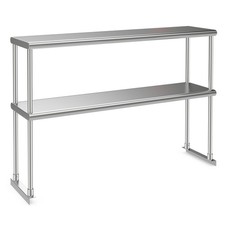 2-Tier Overshelf for Prep & Worktable Stainless Steel Adjustable Lower Shelf 48"