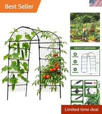 80" Tall Metal Garden Arch Trellis for Climbing Plants Vines - Black