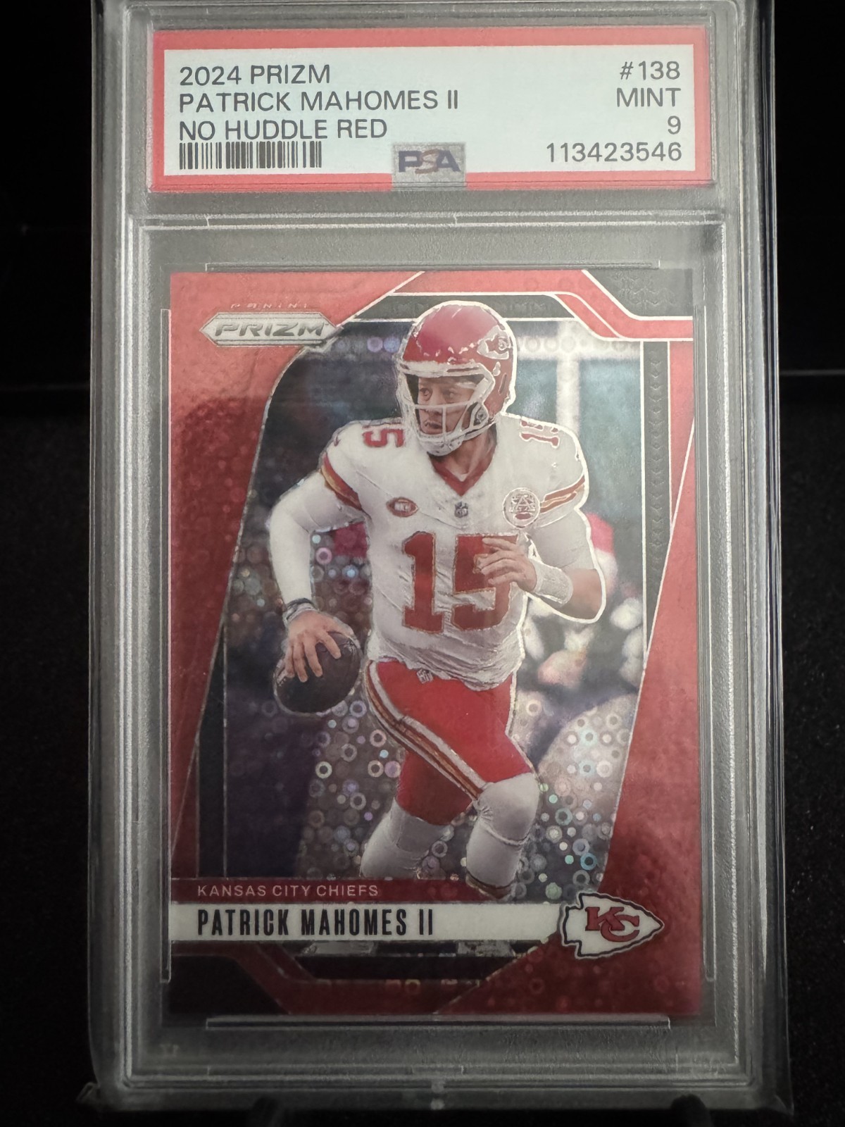 2024 Prizm Patrick Mahomes No Huddle Red  /75 Color Match PSA 9 KC Chiefs view 3