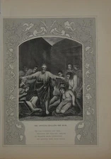 Antique Religious Engraving Art Apostles Heal the Sick 1860 Original Christian