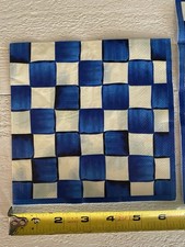 2 Blue & White Check Pattern MacKenzie Lunch Dinner Napkin Decoupage Mod Craft