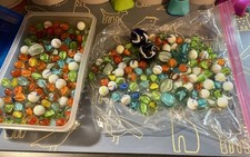 Lot of 275 Mixed Glass Marbles sm, Md Lg