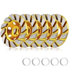 5pcs Concrete Stone Ceramic Turbo Diamond Grinding Cup Wheel,4 Inch-12 Segs... 