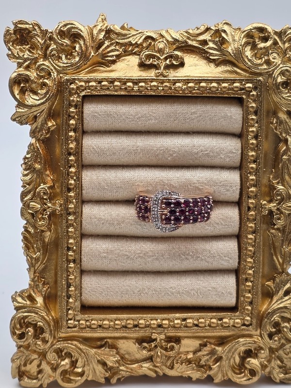 1.75ctw Anthill Garnet & Zircon Buckle Ring Vermeil Plated Sterling Size 6
