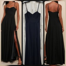 LULUS Cause For Commotion Black Pleated Bustier Maxi Dress Size MEDIUM**NEW**