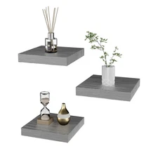 Small Floating Shelves for Wall - 6 Inch Mini Square Grey Shelves for Bedroom...