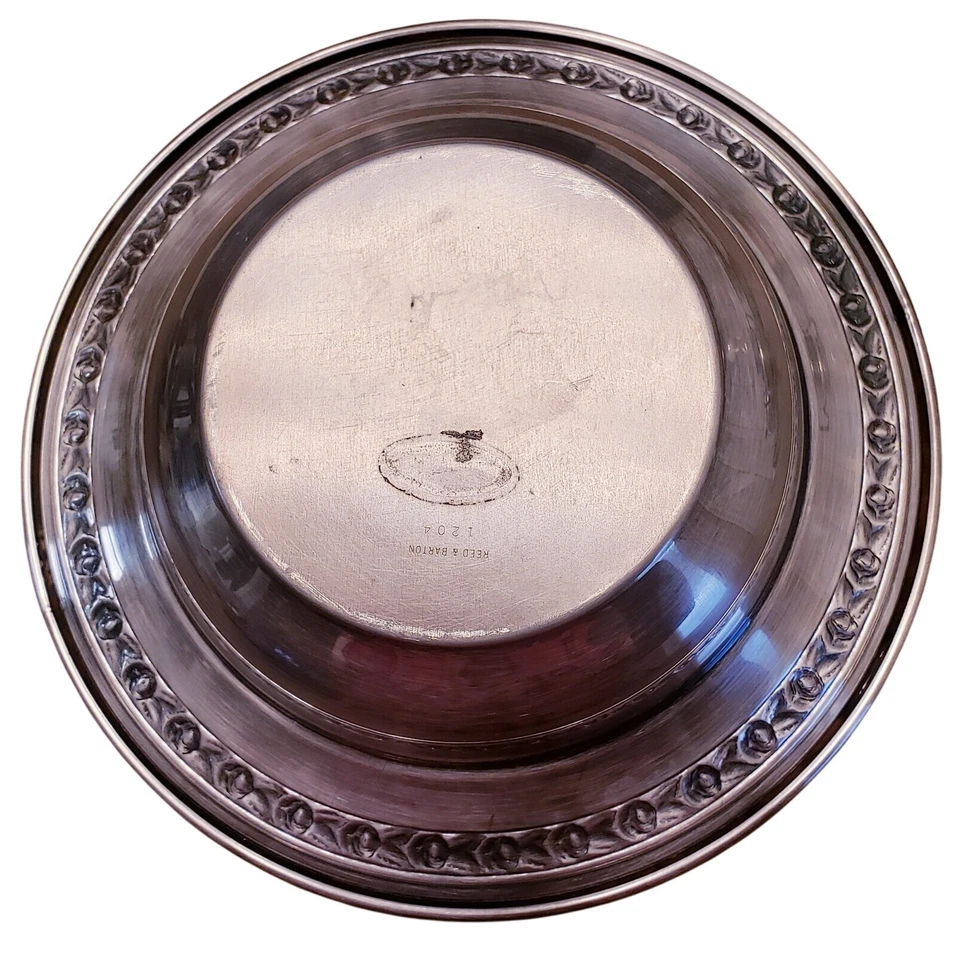 复古 Reed and Barton 经典玫瑰 10 英寸镀银餐碗 #1204 — 第 2/4 张图片