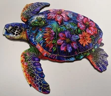 **SALE!** "Colorful Sea Turtle" Wooden Jigsaw Puzzle - 10W X 8H - FREE SHIP!