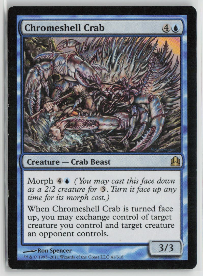 Chromeshell Crab 41 Rare Commander Magic: The Gathering Lightly Played