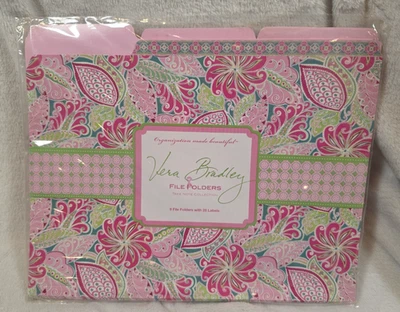 Vera Bradley Pinwheel Pink Pocket Folders NWT Retired 2008 Pattern Green Flower - Image 1 of 4