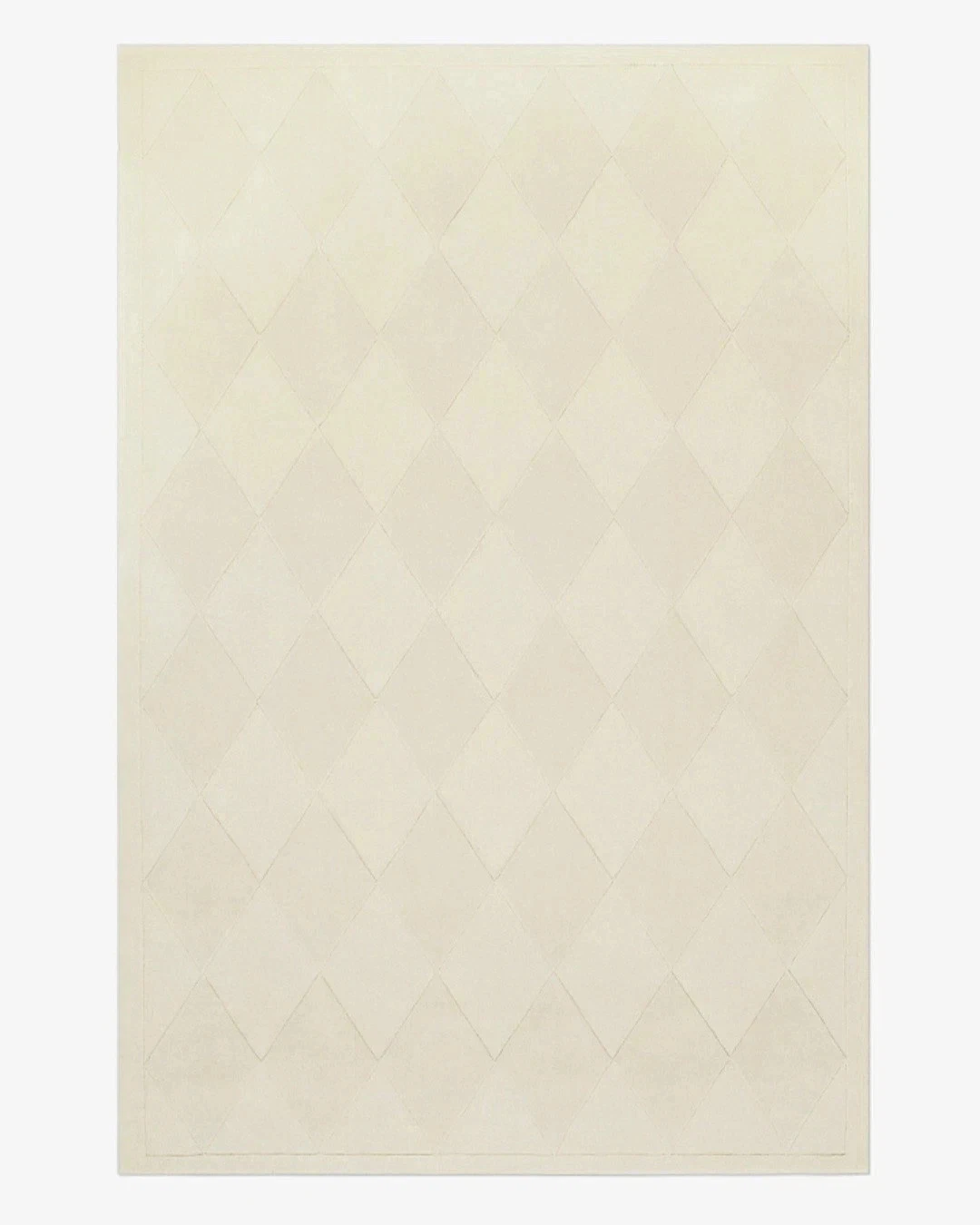 Hand-Tufted Wool Rug 9×12 ft - Nordic Knots Design Diamond Dusty White Area Rug.