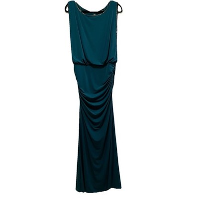 LAUNDRY BY SHELLI SEGAL Green Blouson Beaded Formal Evening Dress Sz 10