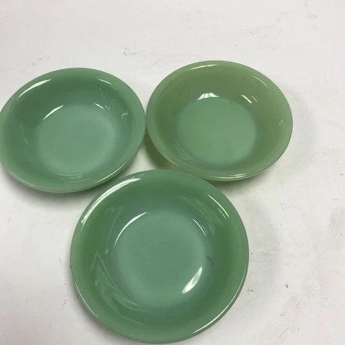 3 Fire King Jadeite Restaurant Ware 4.5" Inch Berry Bowls Oven Glass Fruit MCM