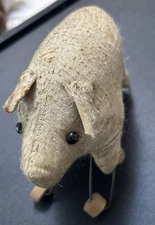 Primative Toy Pig With Wheels Intact Very Fragile Due To Age 6.5” L  X 4.5”H
