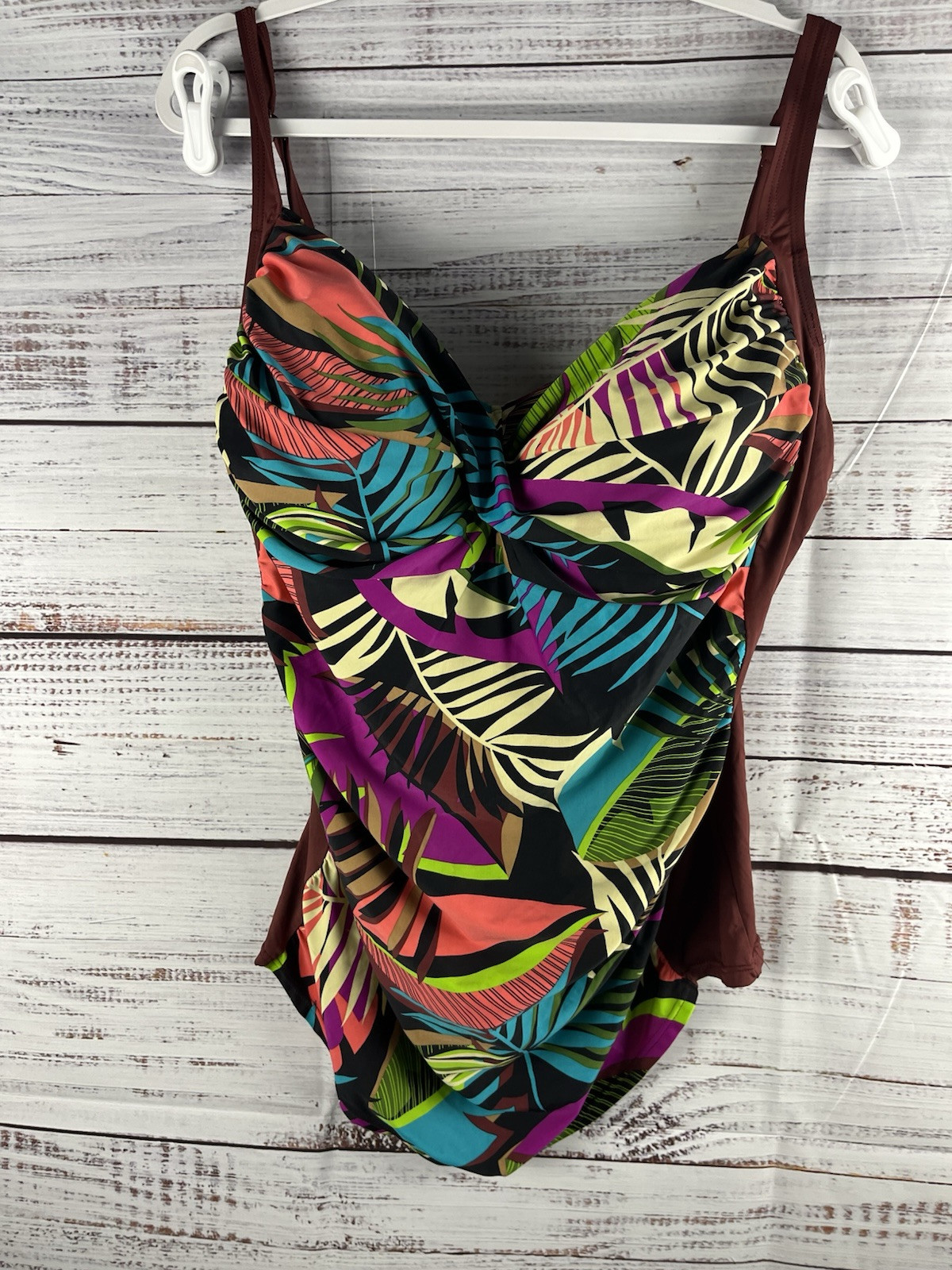 Paradise Bay Plus Swim Top size 24W floral Palm Tree Adjustable Straps