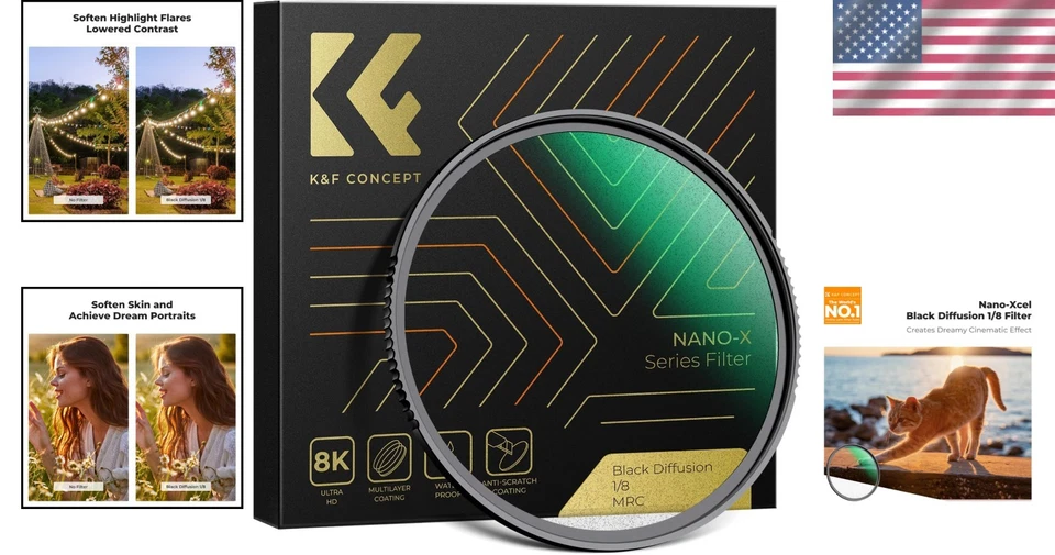 Ultra-Slim 77mm Black Diffusion 1/8 Filter - Light Control for Stunning Shots - Image 2 of 4