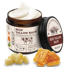 Beef Tallow for Skin, Organic Grass Fed Whipped Beef Tallow Balm, Tallow and Hon