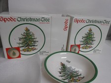 SPODE 6 CHRISTMAS TREE Green Trim Dessert Cereal Bowls ENGLAND S3324-Z Set Of 8