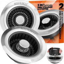 Kitchen Sink Drain Strainer Sink Stopper, Upgraded Stainless Steel Drain Plug
