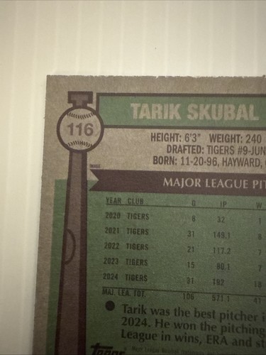 Tarik Skubal 2025 Topps Heritage #116 Detroit Tigers SP variazione immagine parallela - Foto 3 di 3