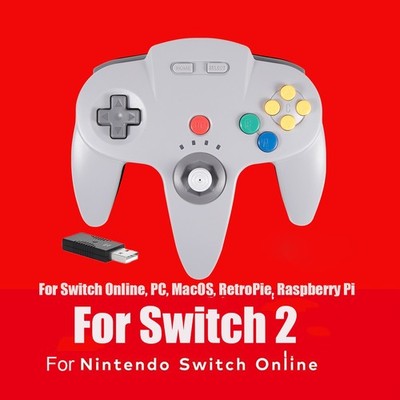2.4G Wireless N64 Switch Online Controller for Switch 1/2 OLED PC Mac Raspberry