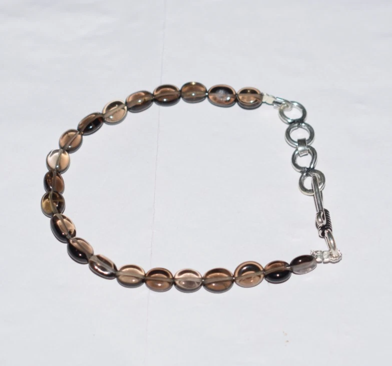Natural Smoky Quartz Gemstone 925 Sterling Silver Handmade Bracelet Necklace - Image 3 of 4