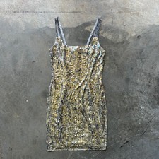 Vintage Niteline by Della Roufogali Mini Dress Women's 8 Gold Sequined/Beaded