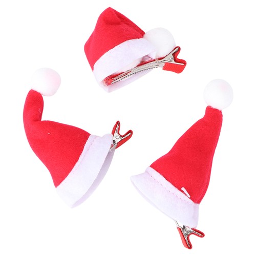 3 Stück entzückende Weihnachtsmütze Haarnadeln Partyzubehör Handarbeit Haarspangen rot - Bild 11 von 12