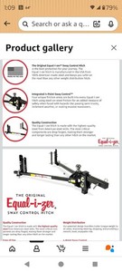 EQUAL-I-ZER SWAY CONTROL HITCH -1000 LB Tongue Wt/10,000 LB Trailer Wt-Pre-Owned