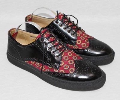 Fred Perry x Drake's Brogue Schuhe Herren UK 9,5 Schwarz Leder Paisley Turnschuhe