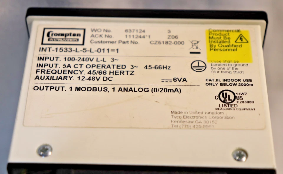 INT-1533-L-5-L-011=1 Crompton Integra 1530 Digital Metering System CZ5182-000 - Image 2 of 4
