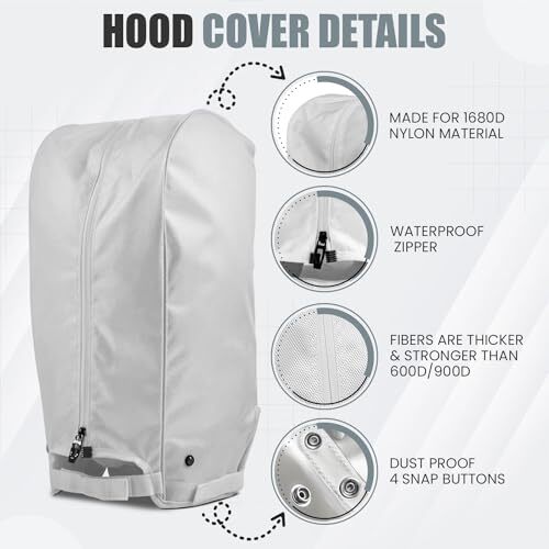 Golf Bag Rain Hood with Snap Button - Eco-Friendly, Universal Medium White - Picture 6 of 8