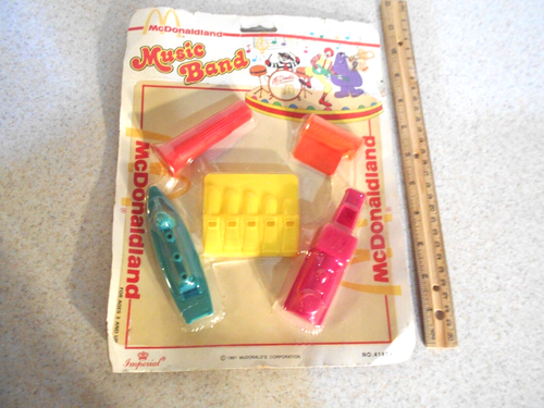 McDonald's Vintage 1991 Music Band Grimace Ronald Imperial fischietti sigillati - Foto 1 di 7
