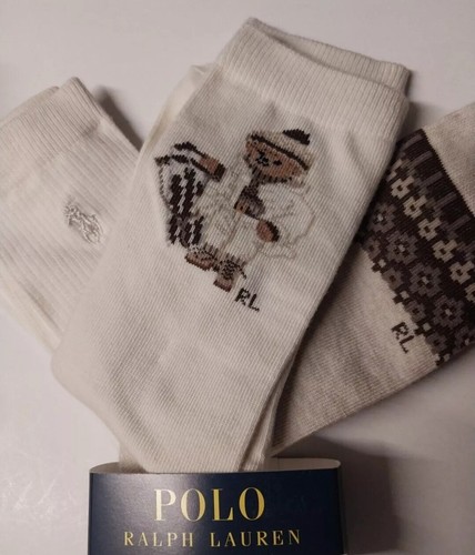 8-9.5 Girls Polo Ralph Lauren Paris France POLO BEAR Crew Socks , Size fits 13-3 - Picture 2 of 5