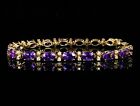 Bracelet 14K Yellow Gold Plated 12Ct Oval Created Purple Amethyst/Diamond Tennis