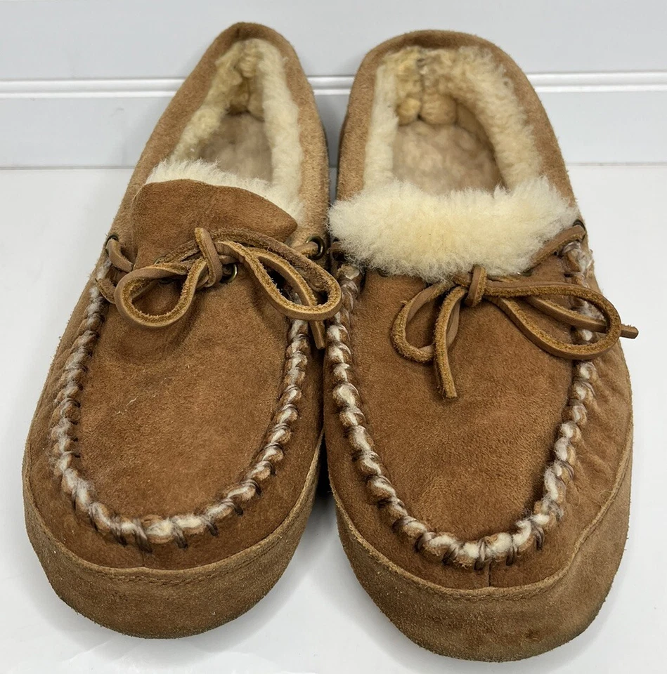 Zapatillas de piel de oveja marrón gamuza Acorn para hombre talla 9 suela de goma piel de oveja Foto 2 de 4