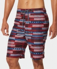 New Speedo Men's American Flag Stripe TurboDri 9" E-Board Swim Trunks Size L