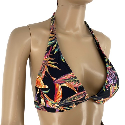 O'Neill Women Black Floral Bikini Top Swimwear Size M 38C - Picture 2 of 9