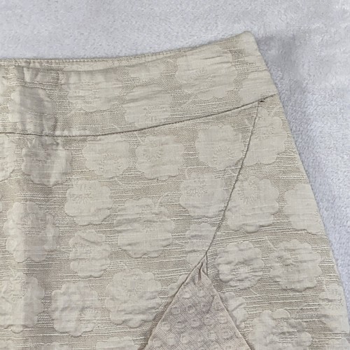 Anthropologie Odille Skirt Floral Jacquard Ruffle Mini in Cream Beige Sz 0 - Picture 3 of 18