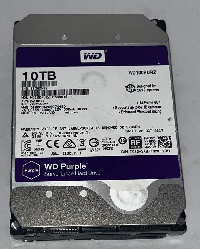 Western Digital Purple 10TB 5400RPM SATA 6Gb/s 3.5 