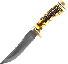 Uncle Henry 153UH Golden Spike Fixed Blade Knife 5" High Carbon S.S. Staghorn