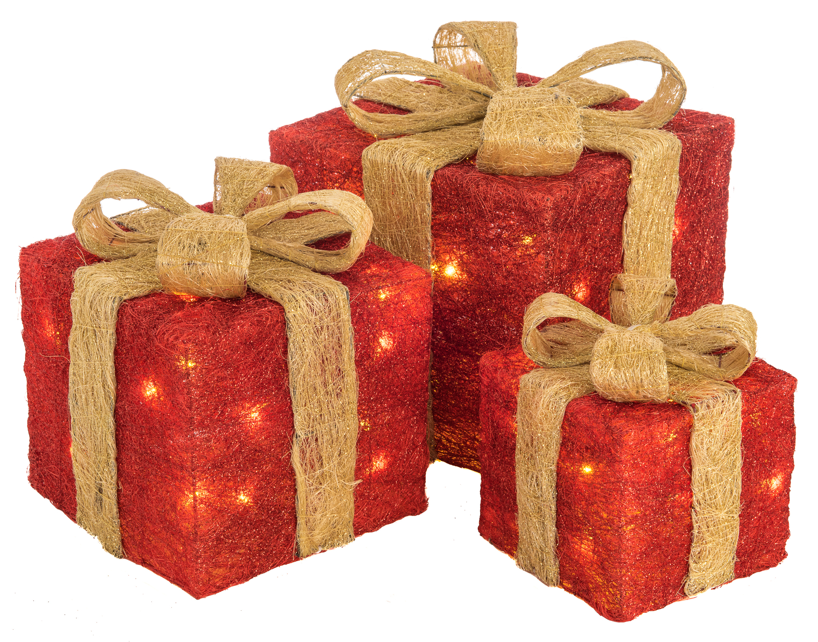 Light Up Christmas Parcels Set of 3 LED Presents Electric Power Sparkly