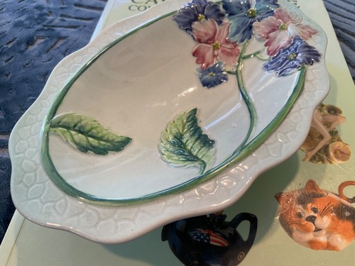 Vintage Carlton Ware England footed dish rare colour hydrangeas pattern - Picture 4 of 5