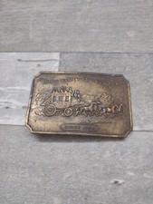 Vintage Wells Fargo and Company Stagecoach Western Brass Belt Buckle E-36