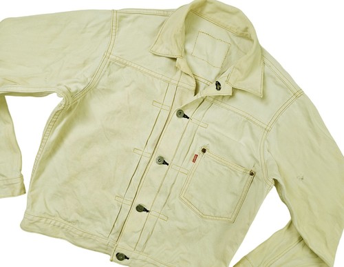 HOT VTG 1940 REPRO Men LEVI'S 71506 BIG E SELVEDGE CREAM Denim JACKET Jeans 36 S - Picture 3 of 23