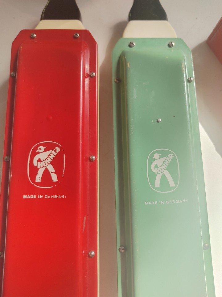 Vintage Hohner Red Alto Melodica + Green Soprano Melodica Made in