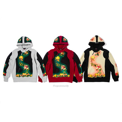 Jean Paul Gaultier Floral Print Hooded Sweatshirt Grey Black