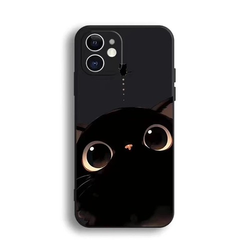 Case For iPhone 15 Pro Max 14 13 12 Mini 11 XS XR 7 8 Black Cat Phone Cover - Zdjęcie 10 z 14