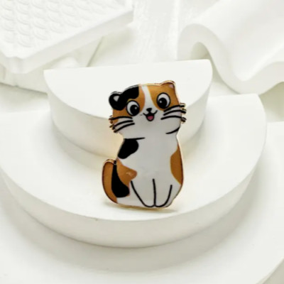 Cat Pin calico Brooch Fashion Jewelry FAST Free Ship 1.2 Inch
